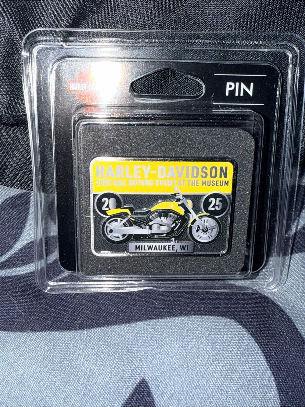 Harley-Davidson Black & Yellow Motorcycle Event Pin